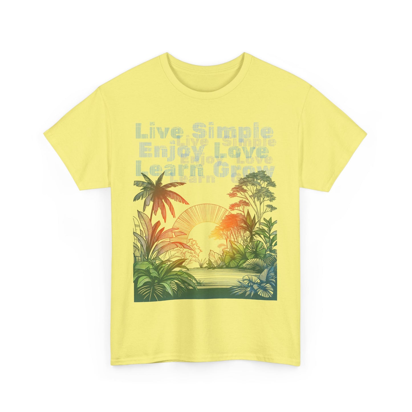 Tropical Jungle Unisex Tee Shirt, Live Love Learn Graphic Tee, Nature Lover Summer T-shirt, Plant Lover Gift, Botanical Print Shirt, Earthy