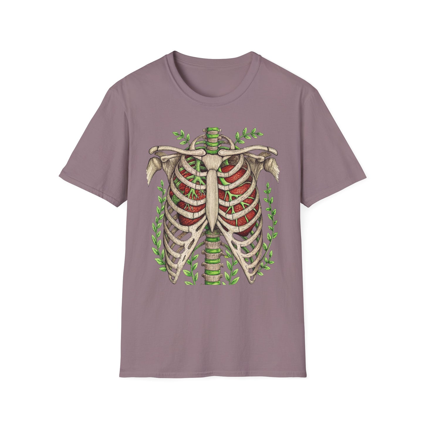 T-Shirt for Plant Lover Shirt Nature Lover Gift Cute Graphic Tee Plant Heart Skeleton Shirt Ribcage