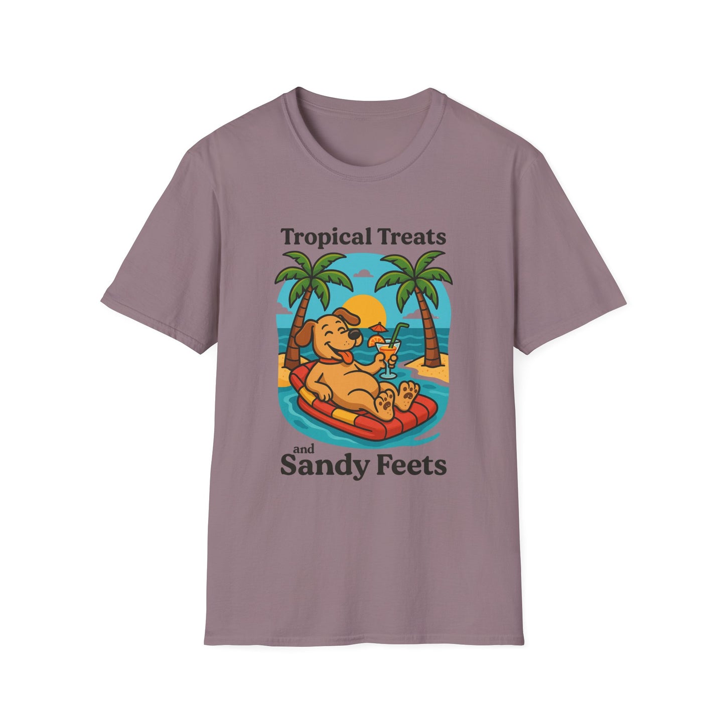 Tropical Treats & Sandy Feets T-Shirt, Beach Shirt, Summer Apparel, Dog Lover Gift, Vacation Wear, Fun Casual Tee