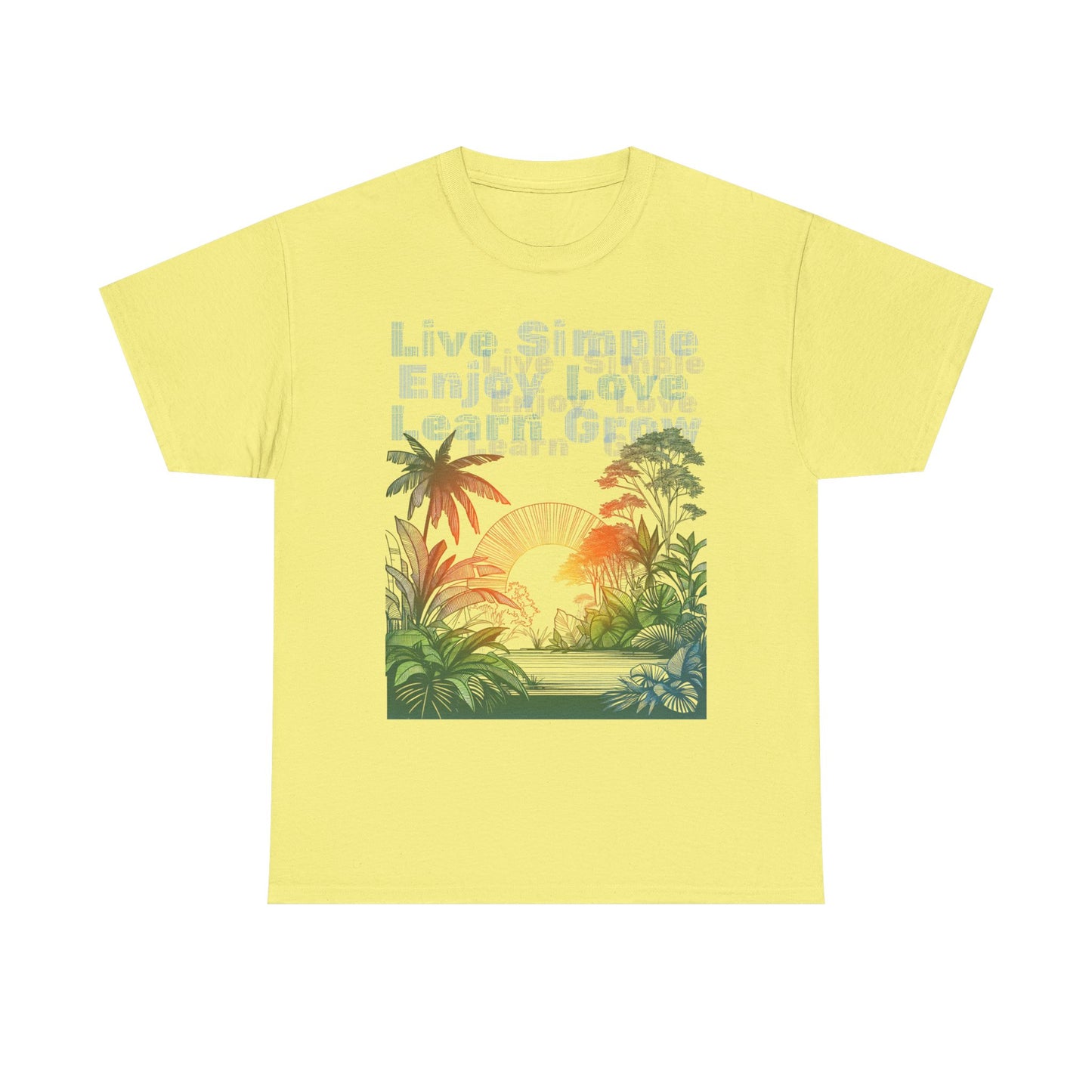 Tropical Jungle Unisex Tee Shirt, Live Love Learn Graphic Tee, Nature Lover Summer T-shirt, Plant Lover Gift, Botanical Print Shirt, Earthy