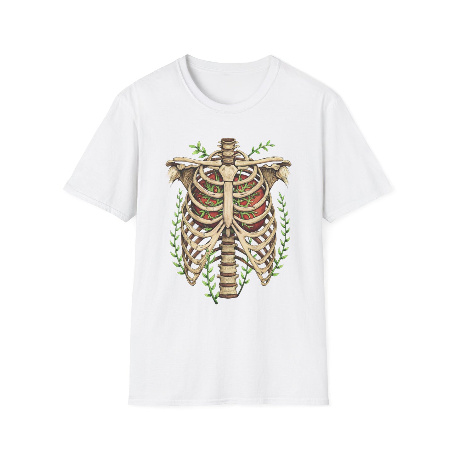 T-Shirt for Plant Lover Shirt Nature Lover Gift Cute Graphic Tee Plant Heart Skeleton Shirt Ribcage