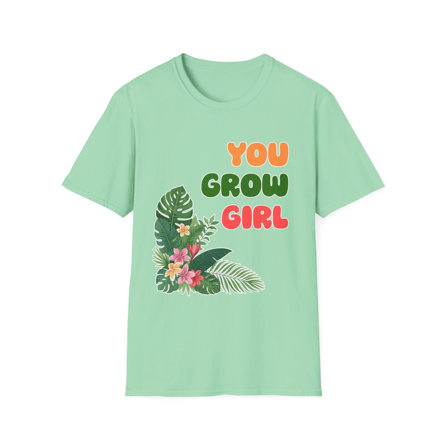 T-Shirt for Plant Lover Tropical Floral Tee Positive Affirmation Shirt Gift for Her Summer Outdoor Wear Garden Lover Shirt You Grow Girl