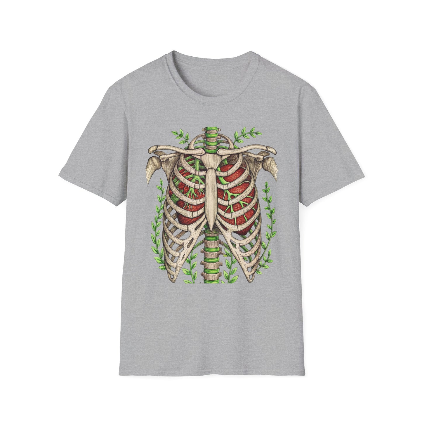 T-Shirt for Plant Lover Shirt Nature Lover Gift Cute Graphic Tee Plant Heart Skeleton Shirt Ribcage