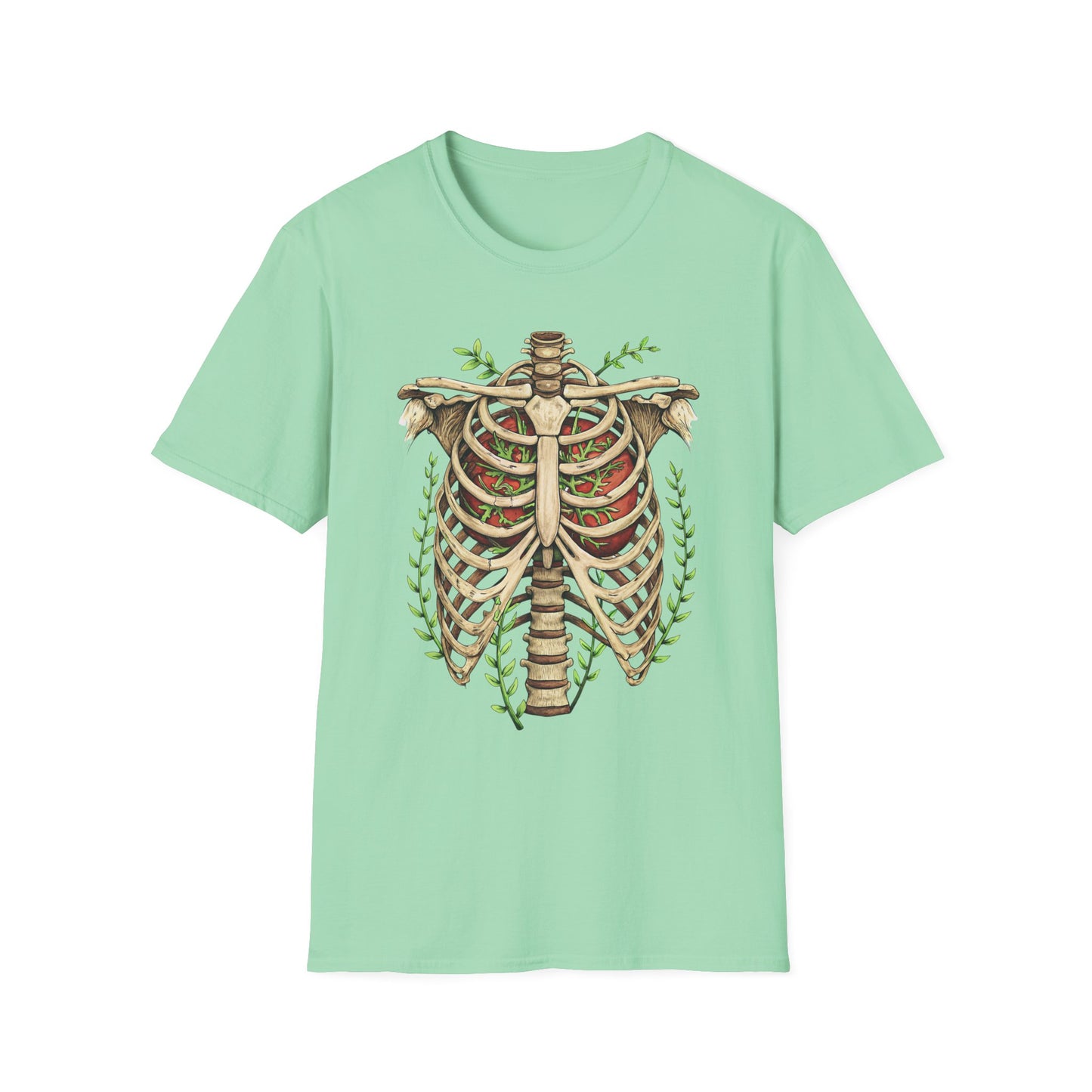 T-Shirt for Plant Lover Shirt Nature Lover Gift Cute Graphic Tee Plant Heart Skeleton Shirt Ribcage