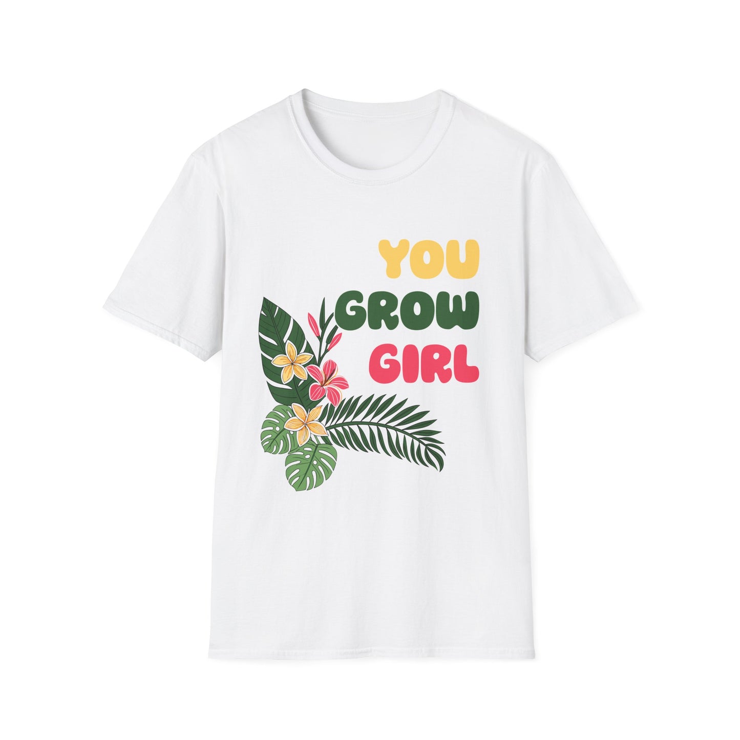 T-Shirt for Plant Lover Tropical Floral Tee Positive Affirmation Shirt Gift for Her Summer Outdoor Wear Garden Lover Shirt You Grow Girl