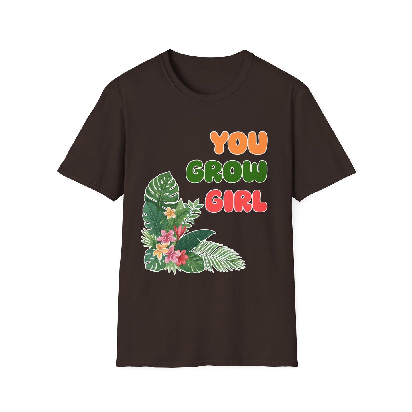 T-Shirt for Plant Lover Tropical Floral Tee Positive Affirmation Shirt Gift for Her Summer Outdoor Wear Garden Lover Shirt You Grow Girl