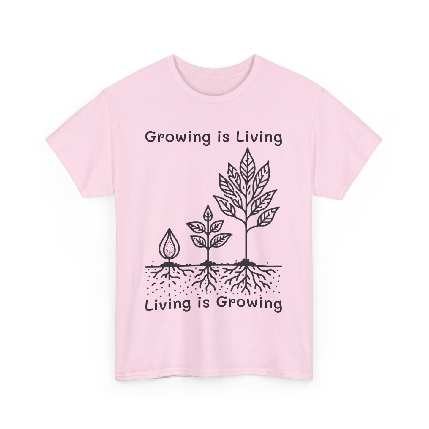 Inspirational Plant Growth Unisex Heavy Cotton Tee - "Growing is Living, Living is Growing"