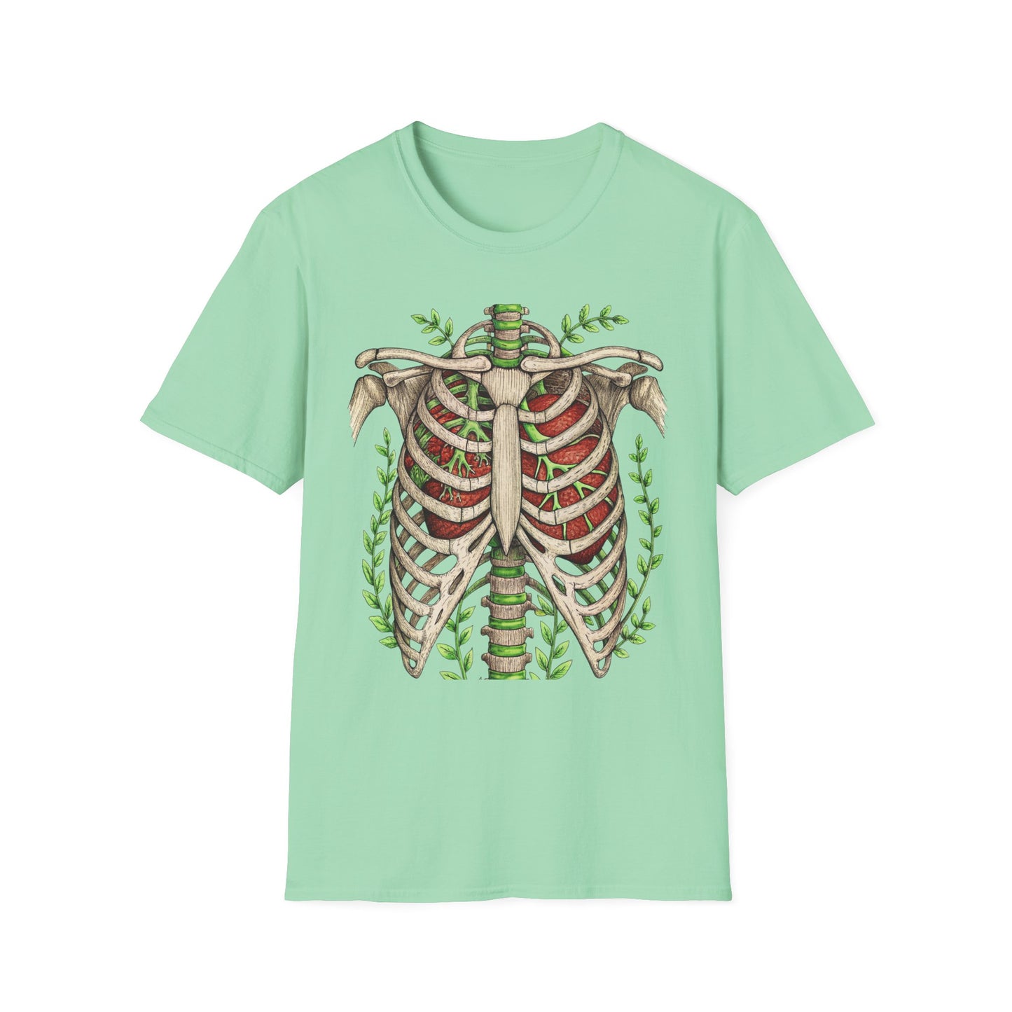T-Shirt for Plant Lover Shirt Nature Lover Gift Cute Graphic Tee Plant Heart Skeleton Shirt Ribcage