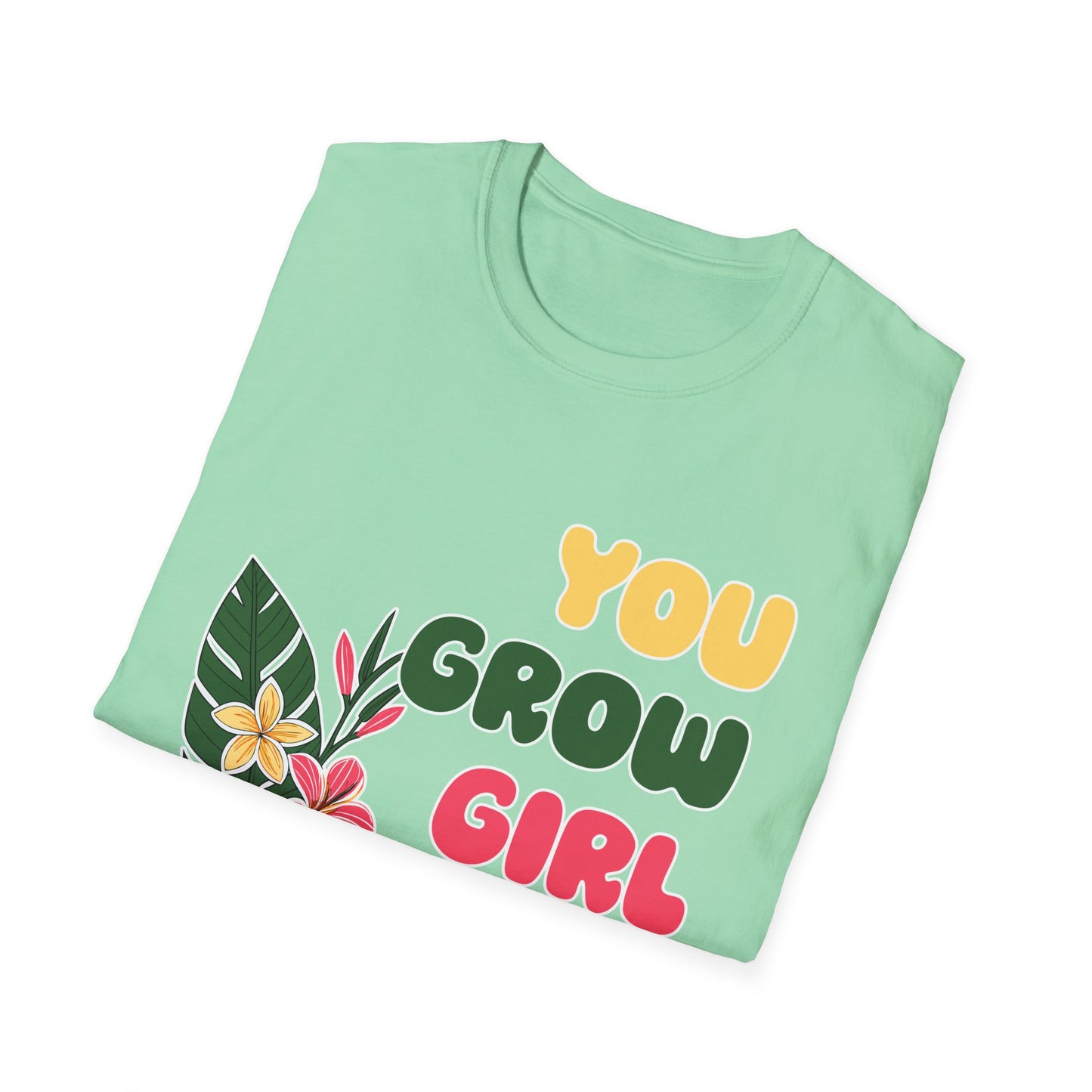 T-Shirt for Plant Lover Tropical Floral Tee Positive Affirmation Shirt Gift for Her Summer Outdoor Wear Garden Lover Shirt You Grow Girl