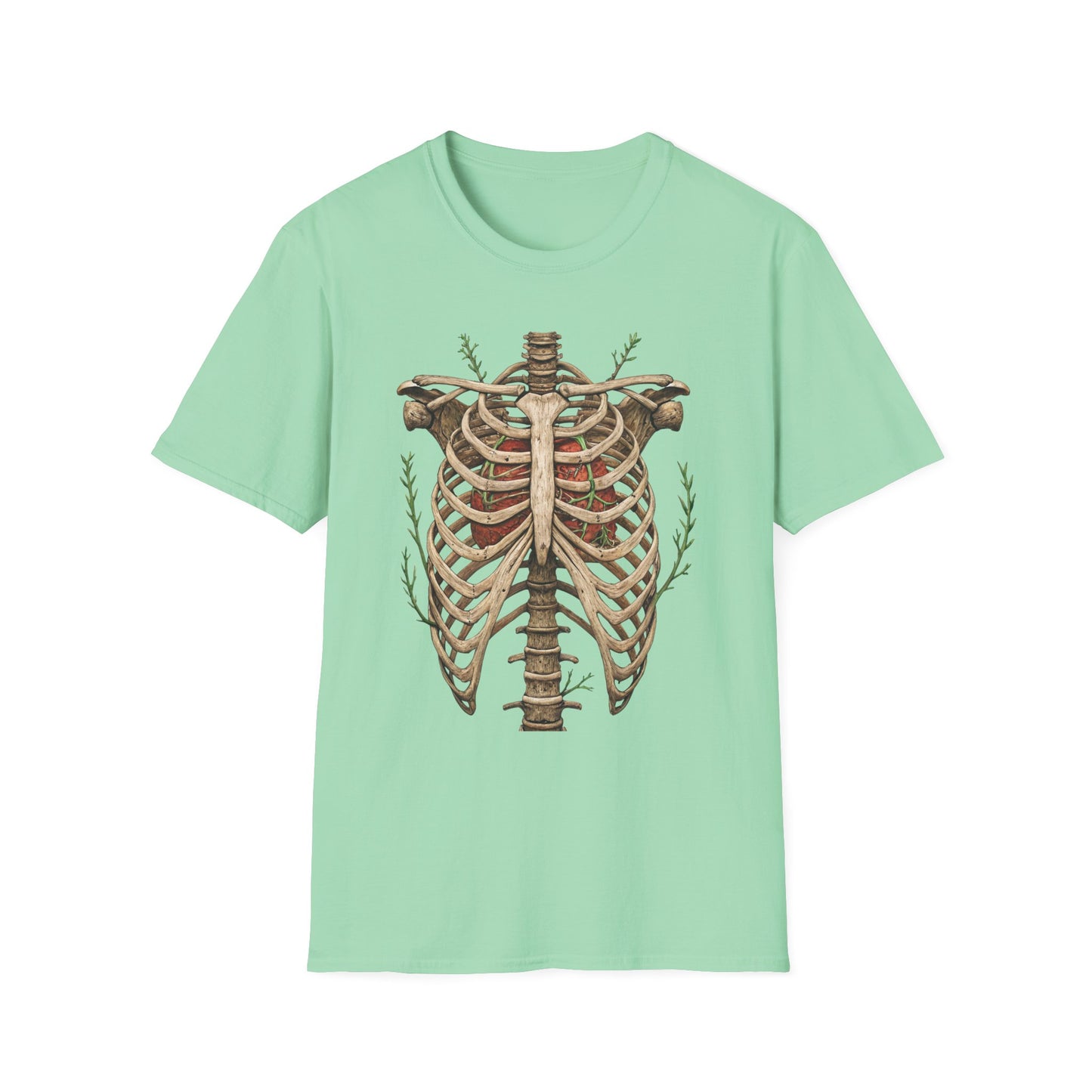 T-Shirt for Plant Lover Shirt Nature Lover Gift Cute Graphic Tee Plant Heart Skeleton Shirt Ribcage