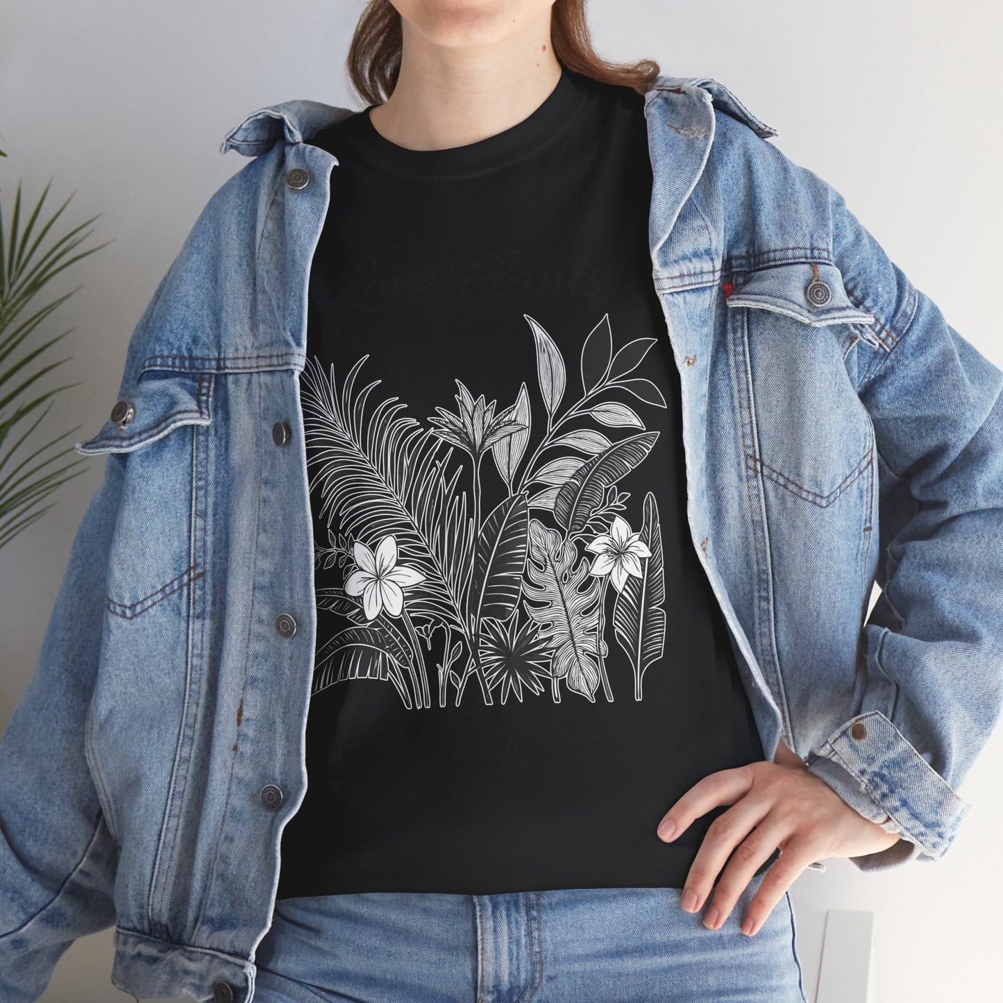 T-Shirt for Plant Lover Tee with Tropical Design Shirt for Plant Mom Gift for Gardening Lover Shirt I Love Plants