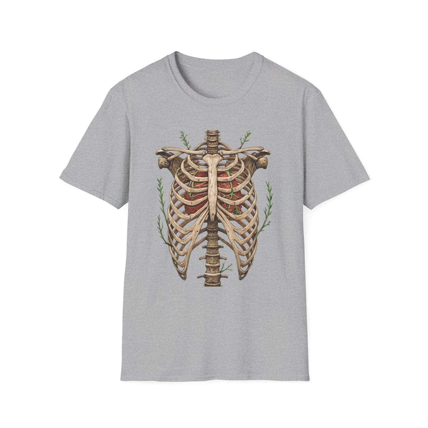 T-Shirt for Plant Lover Shirt Nature Lover Gift Cute Graphic Tee Plant Heart Skeleton Shirt Ribcage
