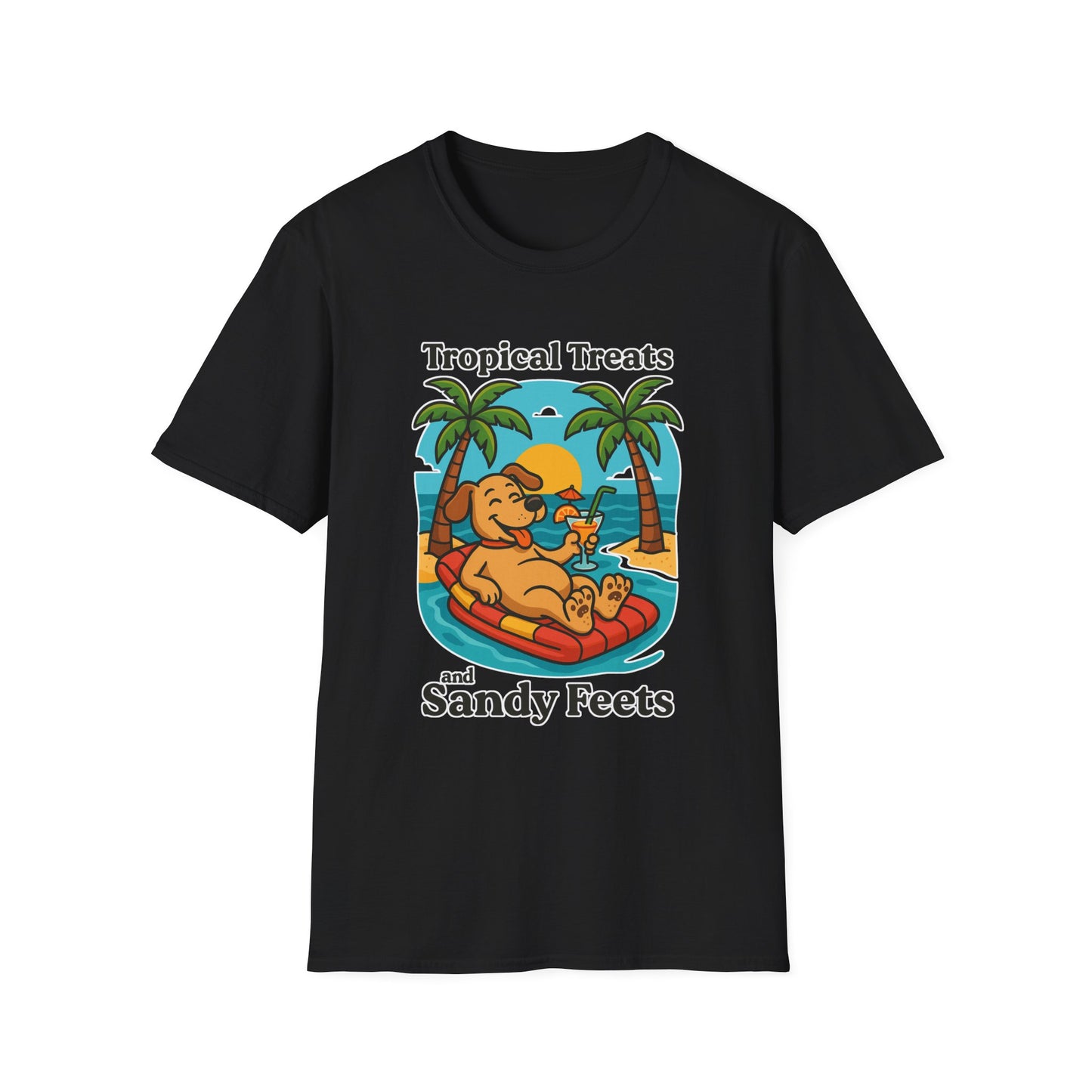 Tropical Treats & Sandy Feets T-Shirt, Beach Shirt, Summer Apparel, Dog Lover Gift, Vacation Wear, Fun Casual Tee