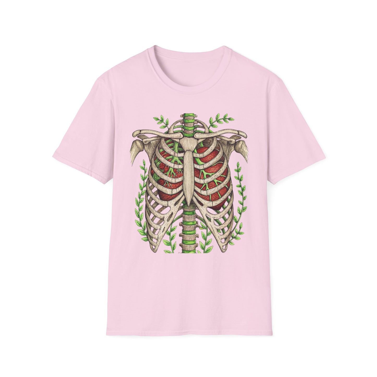 T-Shirt for Plant Lover Shirt Nature Lover Gift Cute Graphic Tee Plant Heart Skeleton Shirt Ribcage