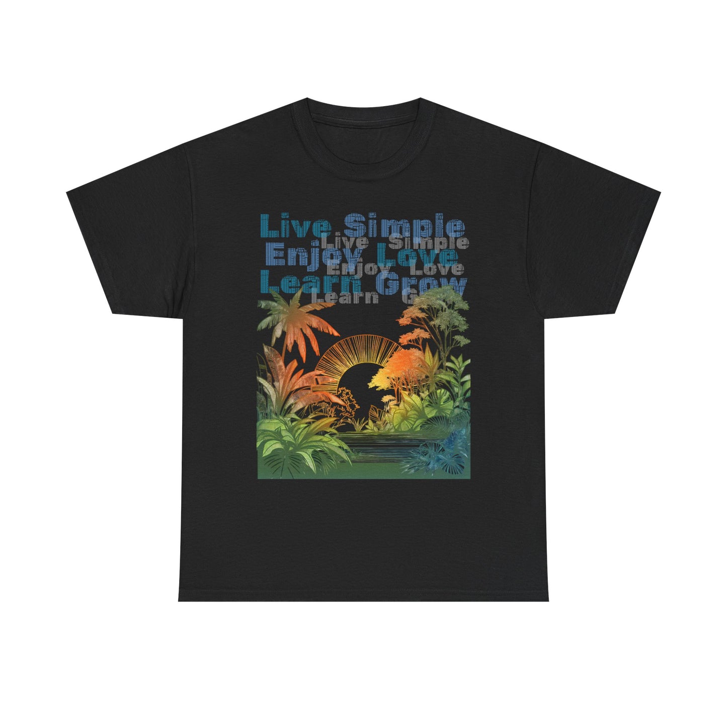 Tropical Jungle Unisex Tee Shirt, Live Love Learn Graphic Tee, Nature Lover Summer T-shirt, Plant Lover Gift, Botanical Print Shirt, Earthy