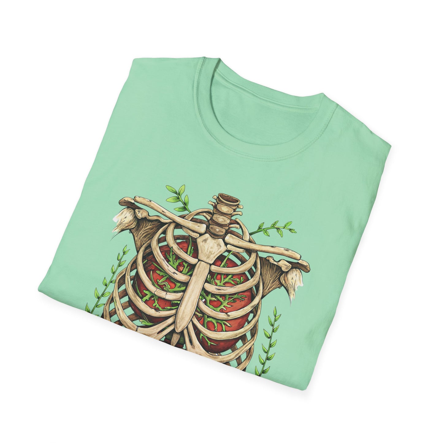 T-Shirt for Plant Lover Shirt Nature Lover Gift Cute Graphic Tee Plant Heart Skeleton Shirt Ribcage