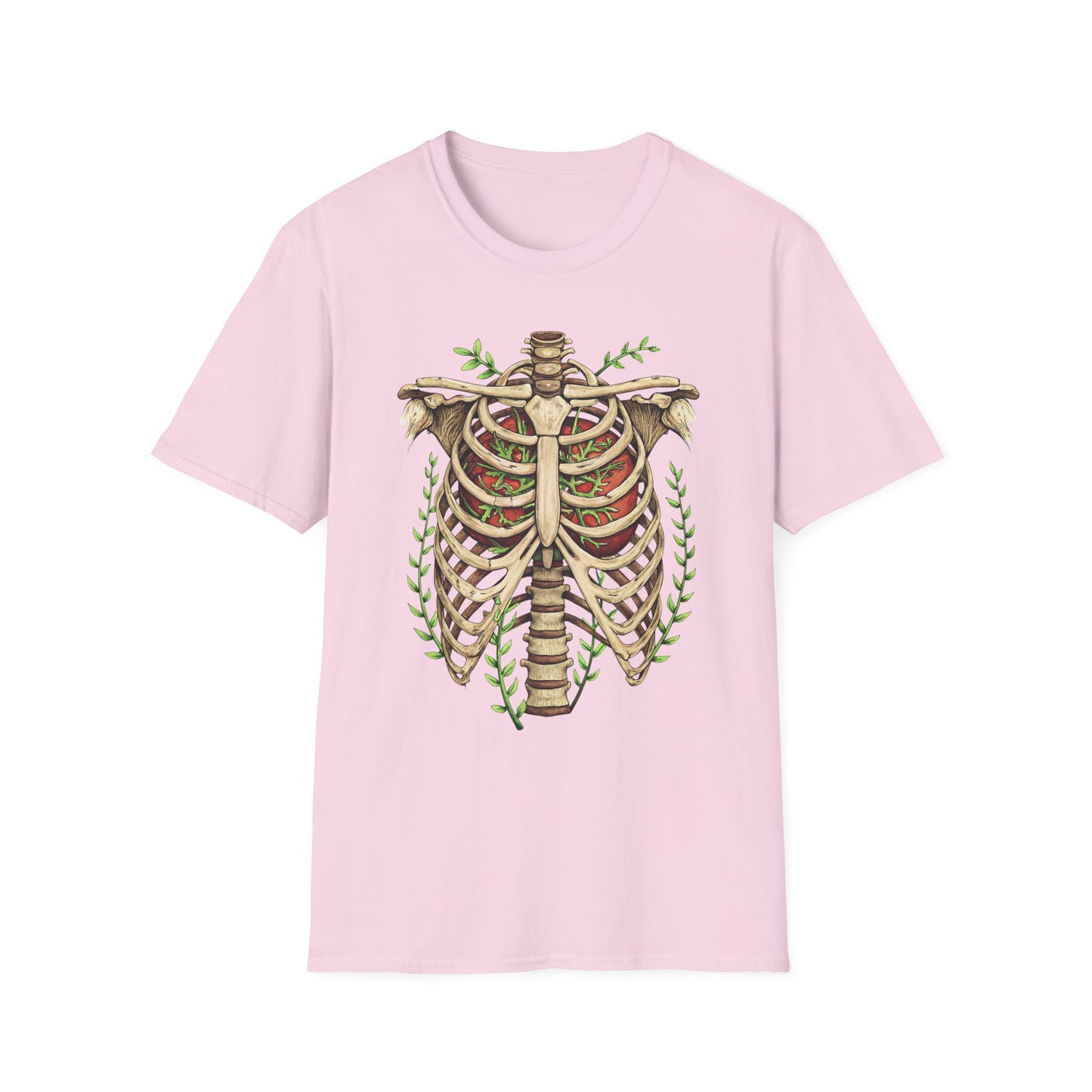 T-Shirt for Plant Lover Shirt Nature Lover Gift Cute Graphic Tee Plant Heart Skeleton Shirt Ribcage