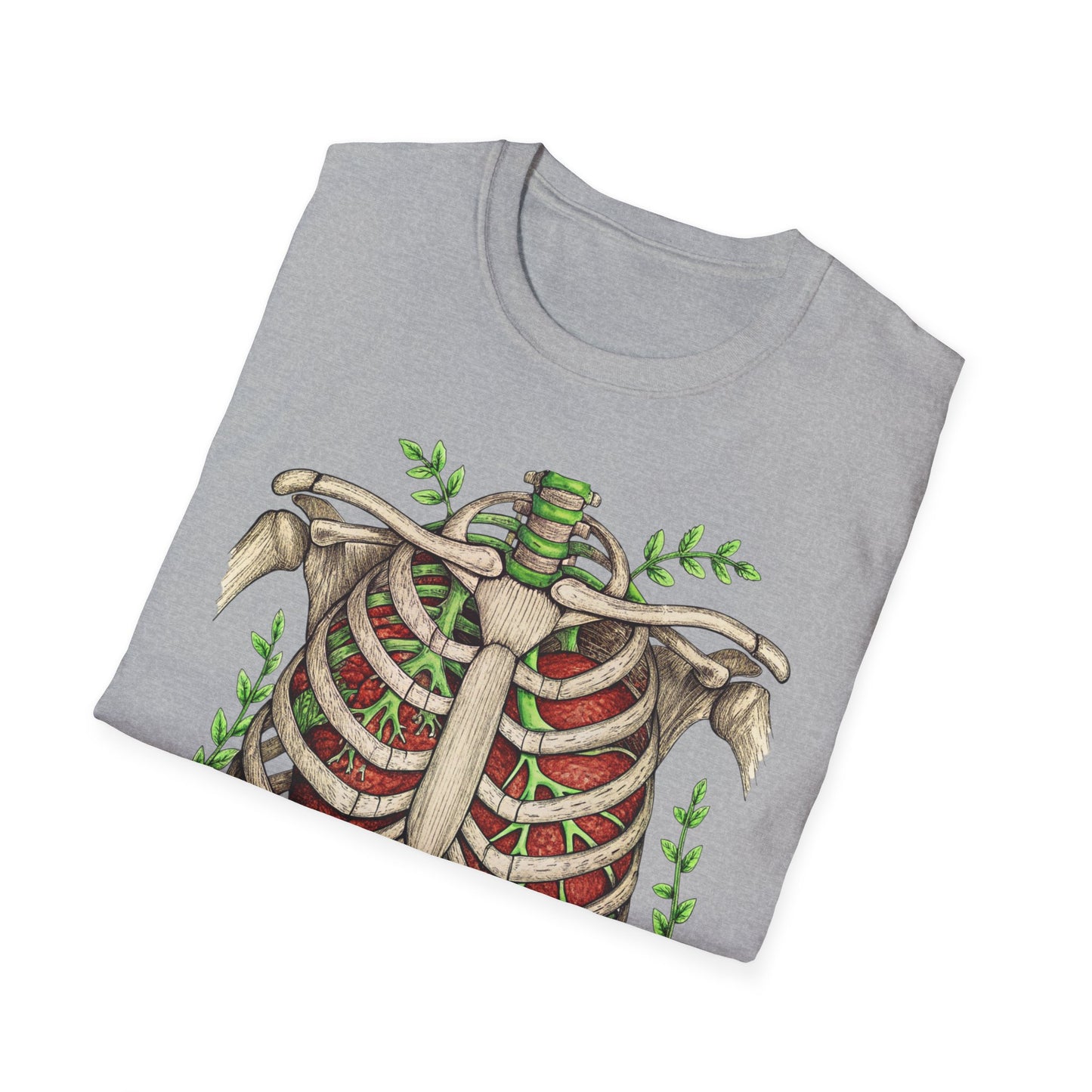 T-Shirt for Plant Lover Shirt Nature Lover Gift Cute Graphic Tee Plant Heart Skeleton Shirt Ribcage