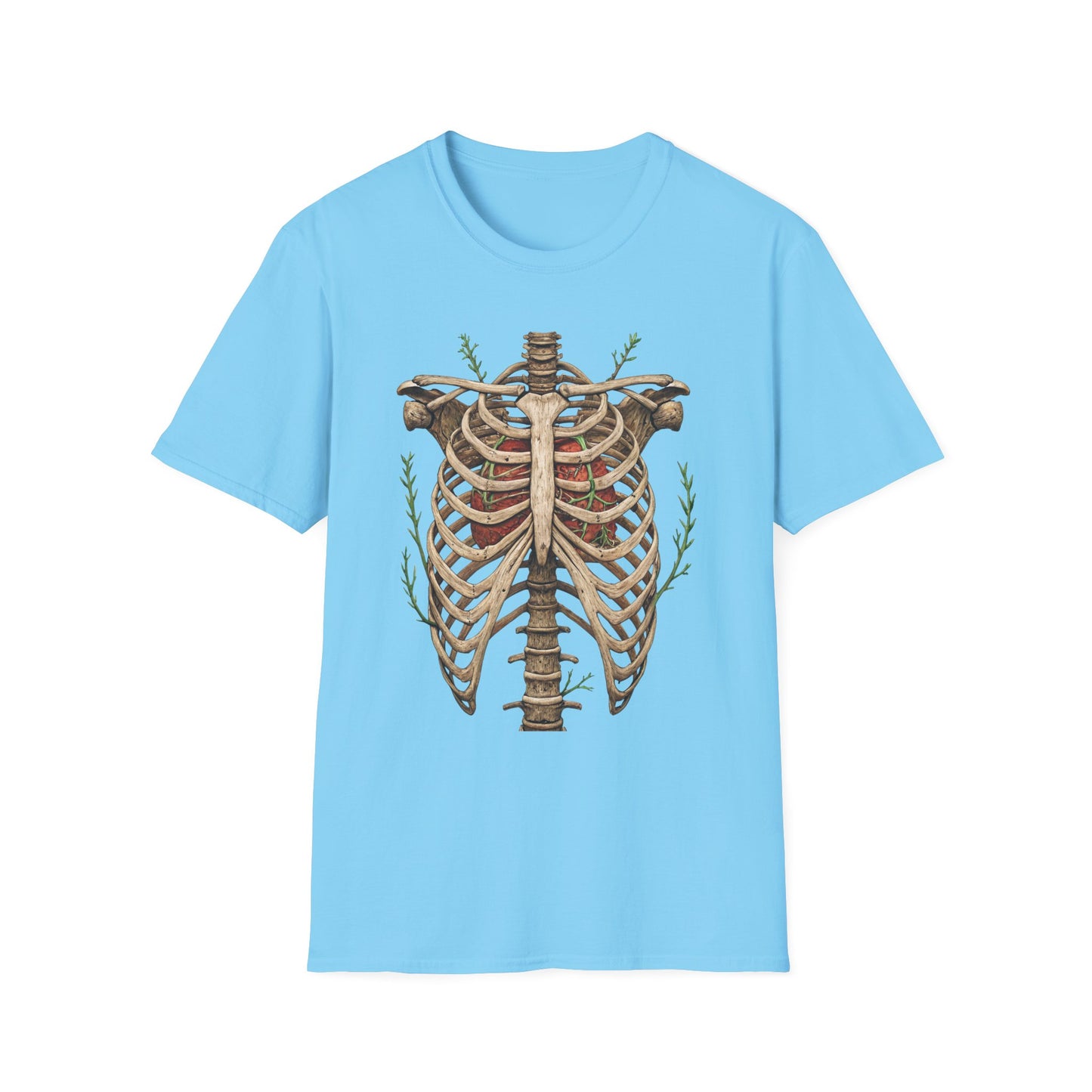 T-Shirt for Plant Lover Shirt Nature Lover Gift Cute Graphic Tee Plant Heart Skeleton Shirt Ribcage