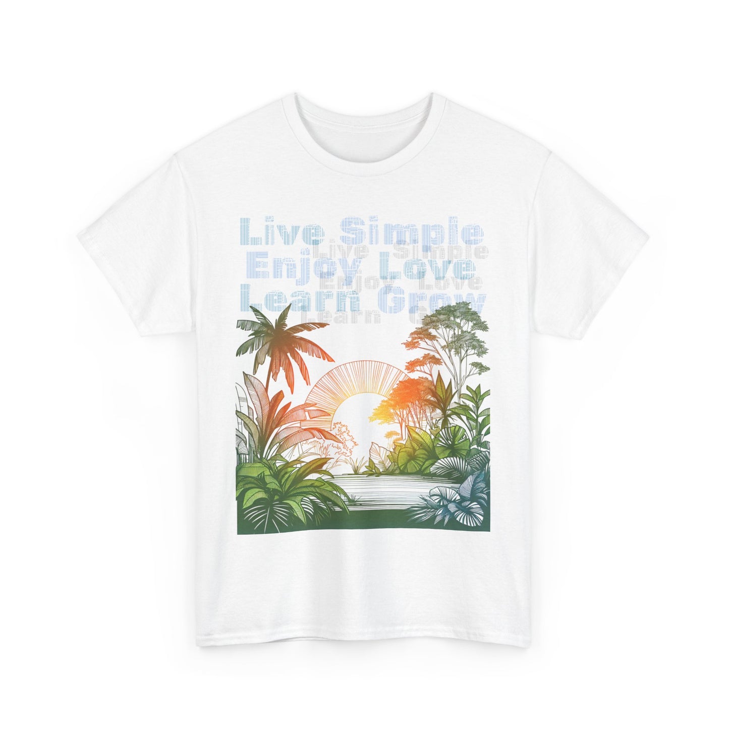 Tropical Jungle Unisex Tee Shirt, Live Love Learn Graphic Tee, Nature Lover Summer T-shirt, Plant Lover Gift, Botanical Print Shirt, Earthy