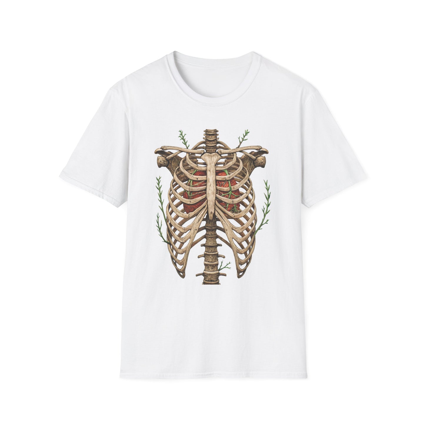 T-Shirt for Plant Lover Shirt Nature Lover Gift Cute Graphic Tee Plant Heart Skeleton Shirt Ribcage