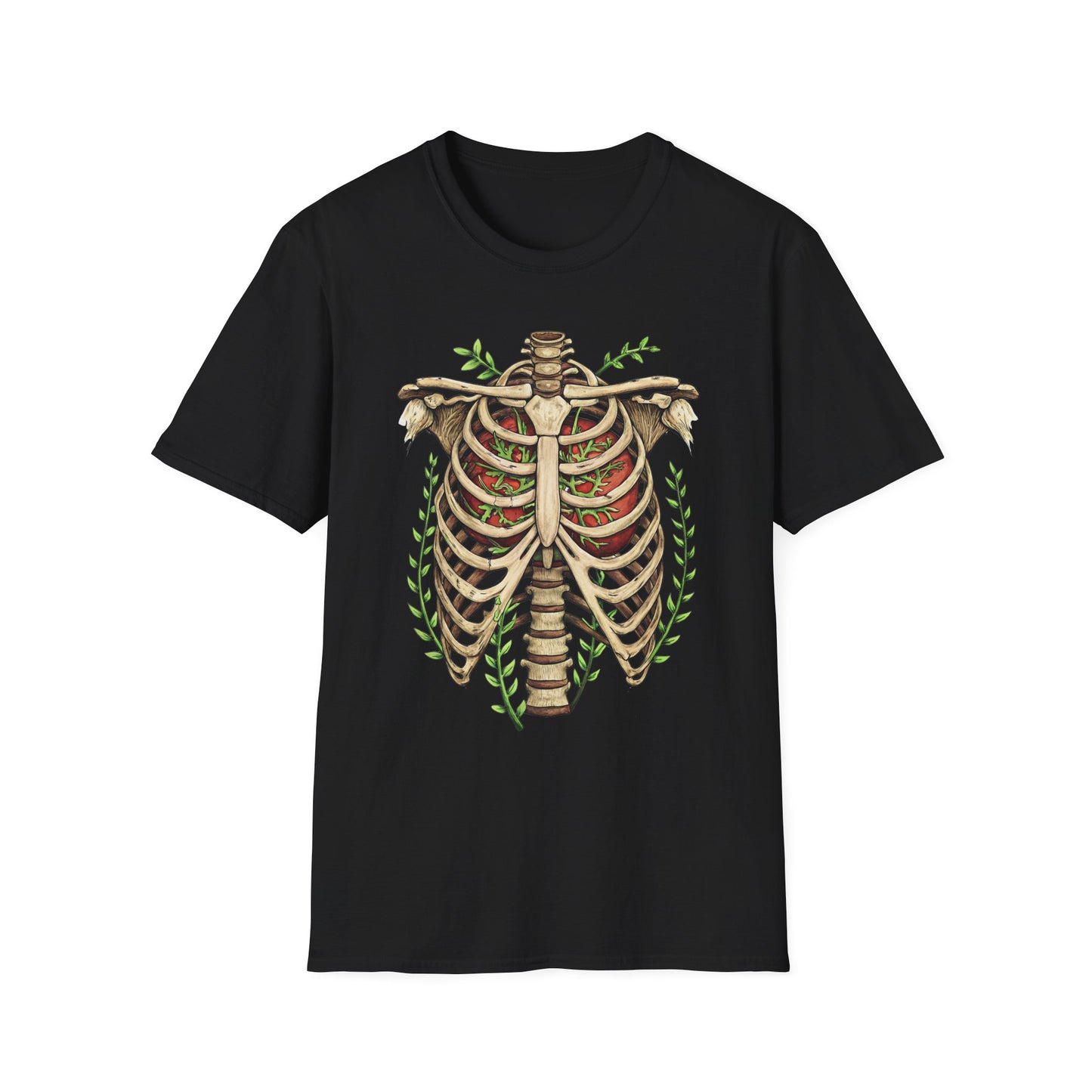T-Shirt for Plant Lover Shirt Nature Lover Gift Cute Graphic Tee Plant Heart Skeleton Shirt Ribcage