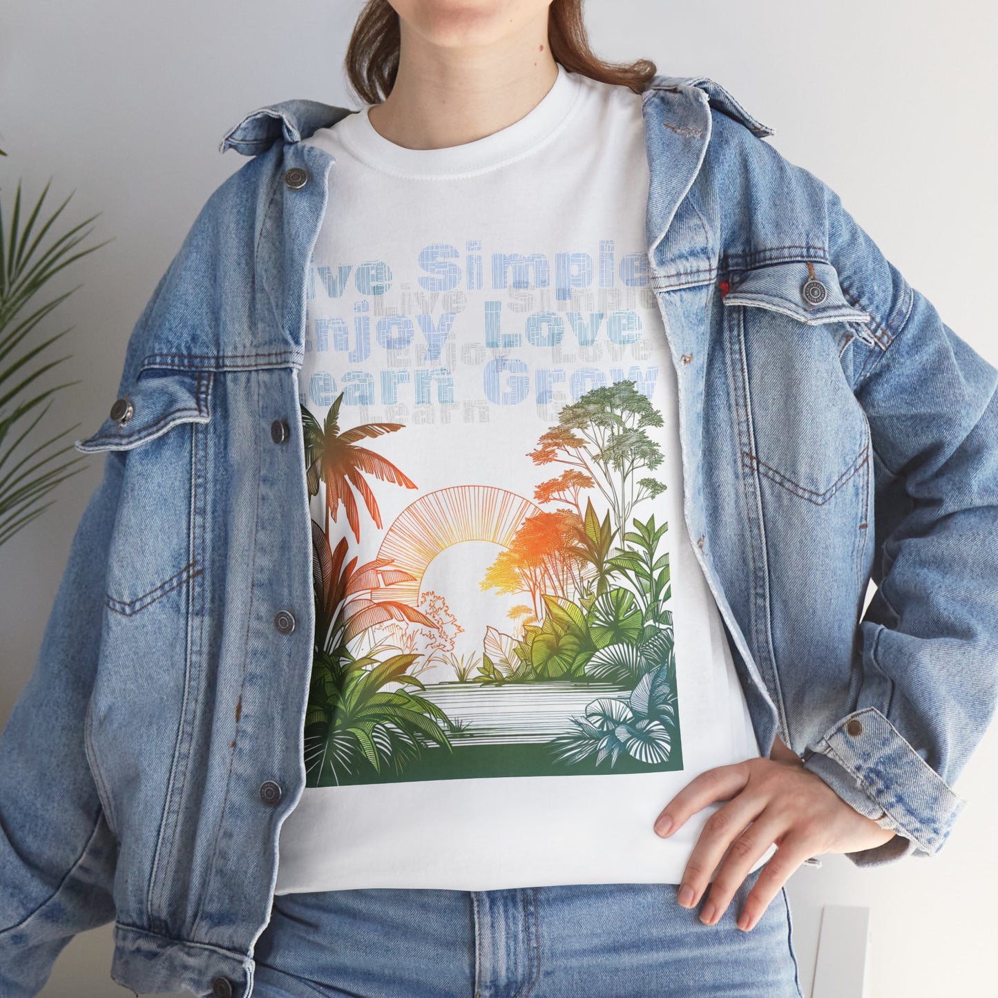 Tropical Jungle Unisex Tee Shirt, Live Love Learn Graphic Tee, Nature Lover Summer T-shirt, Plant Lover Gift, Botanical Print Shirt, Earthy