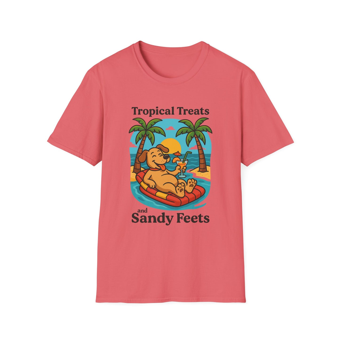 Tropical Treats & Sandy Feets T-Shirt, Beach Shirt, Summer Apparel, Dog Lover Gift, Vacation Wear, Fun Casual Tee