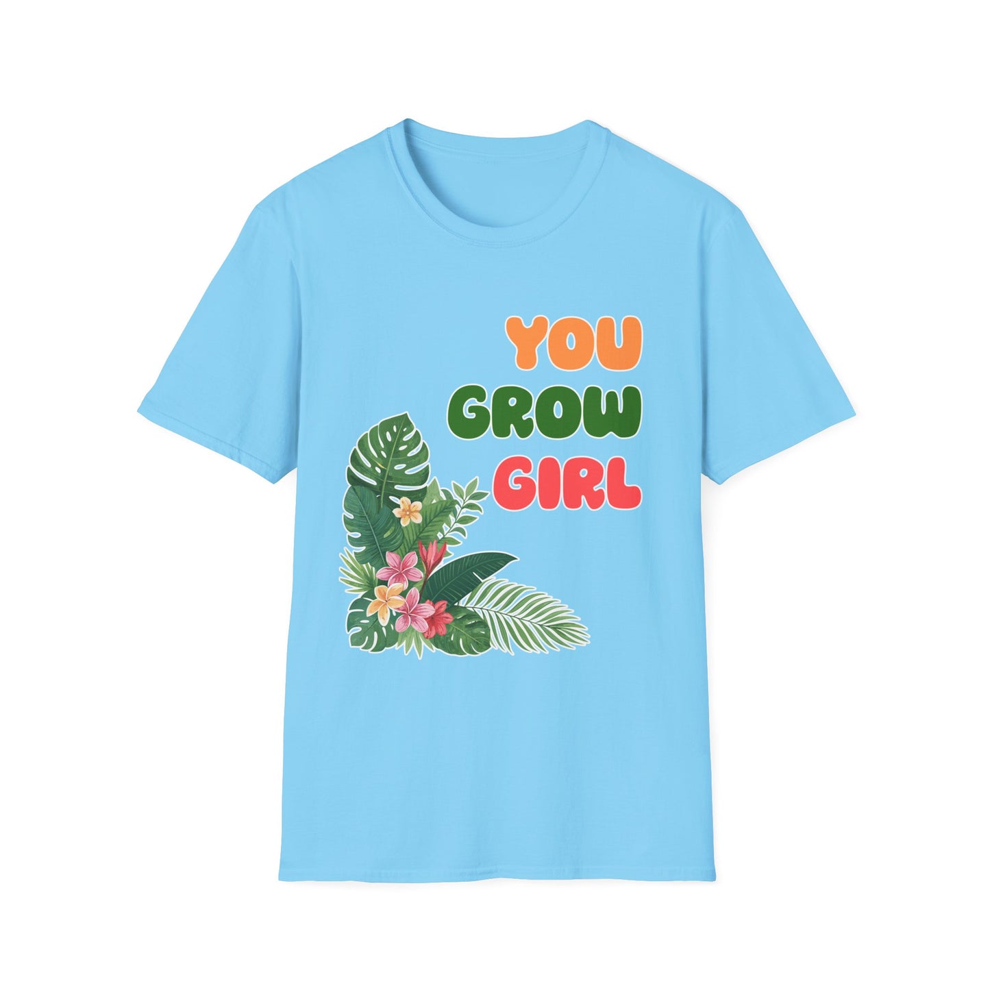 T-Shirt for Plant Lover Tropical Floral Tee Positive Affirmation Shirt Gift for Her Summer Outdoor Wear Garden Lover Shirt You Grow Girl
