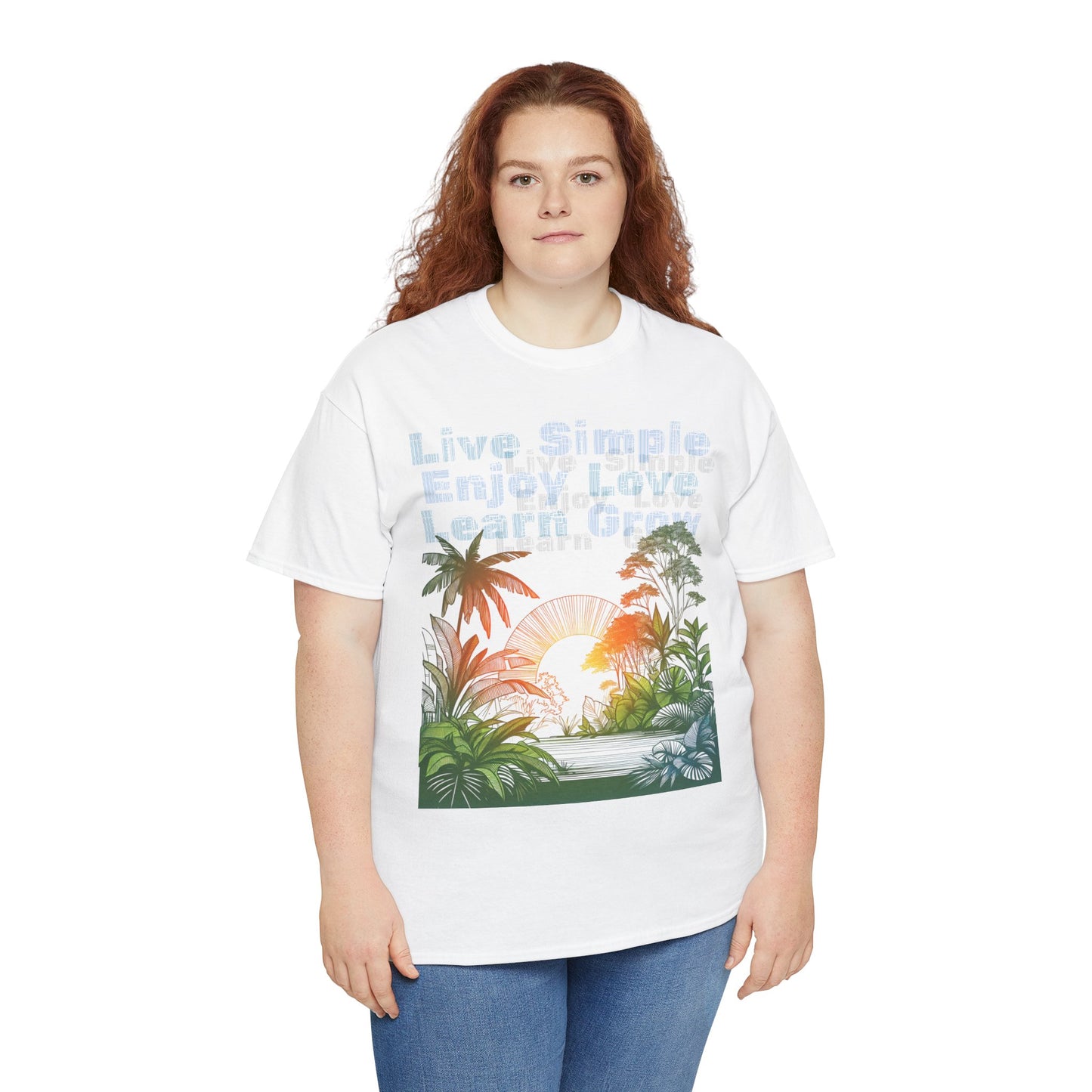 Tropical Jungle Unisex Tee Shirt, Live Love Learn Graphic Tee, Nature Lover Summer T-shirt, Plant Lover Gift, Botanical Print Shirt, Earthy