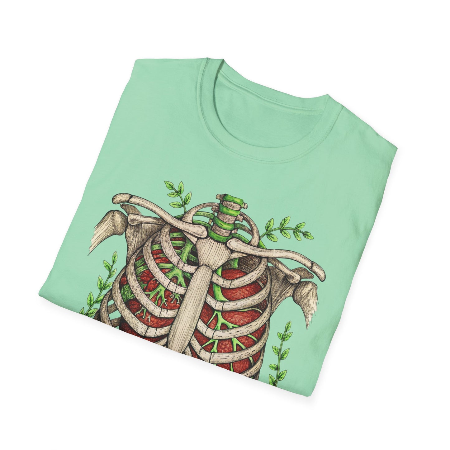 T-Shirt for Plant Lover Shirt Nature Lover Gift Cute Graphic Tee Plant Heart Skeleton Shirt Ribcage