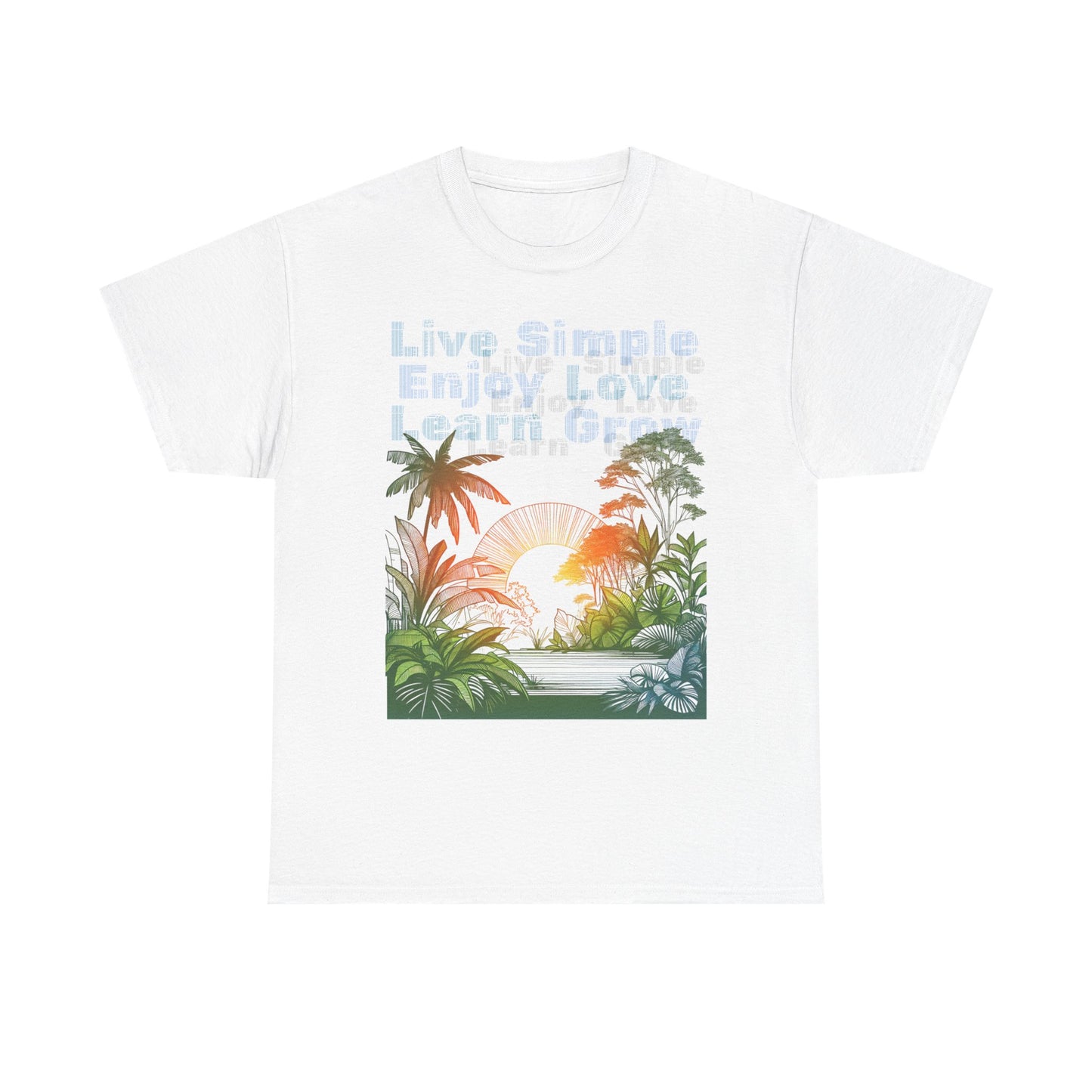 Tropical Jungle Unisex Tee Shirt, Live Love Learn Graphic Tee, Nature Lover Summer T-shirt, Plant Lover Gift, Botanical Print Shirt, Earthy