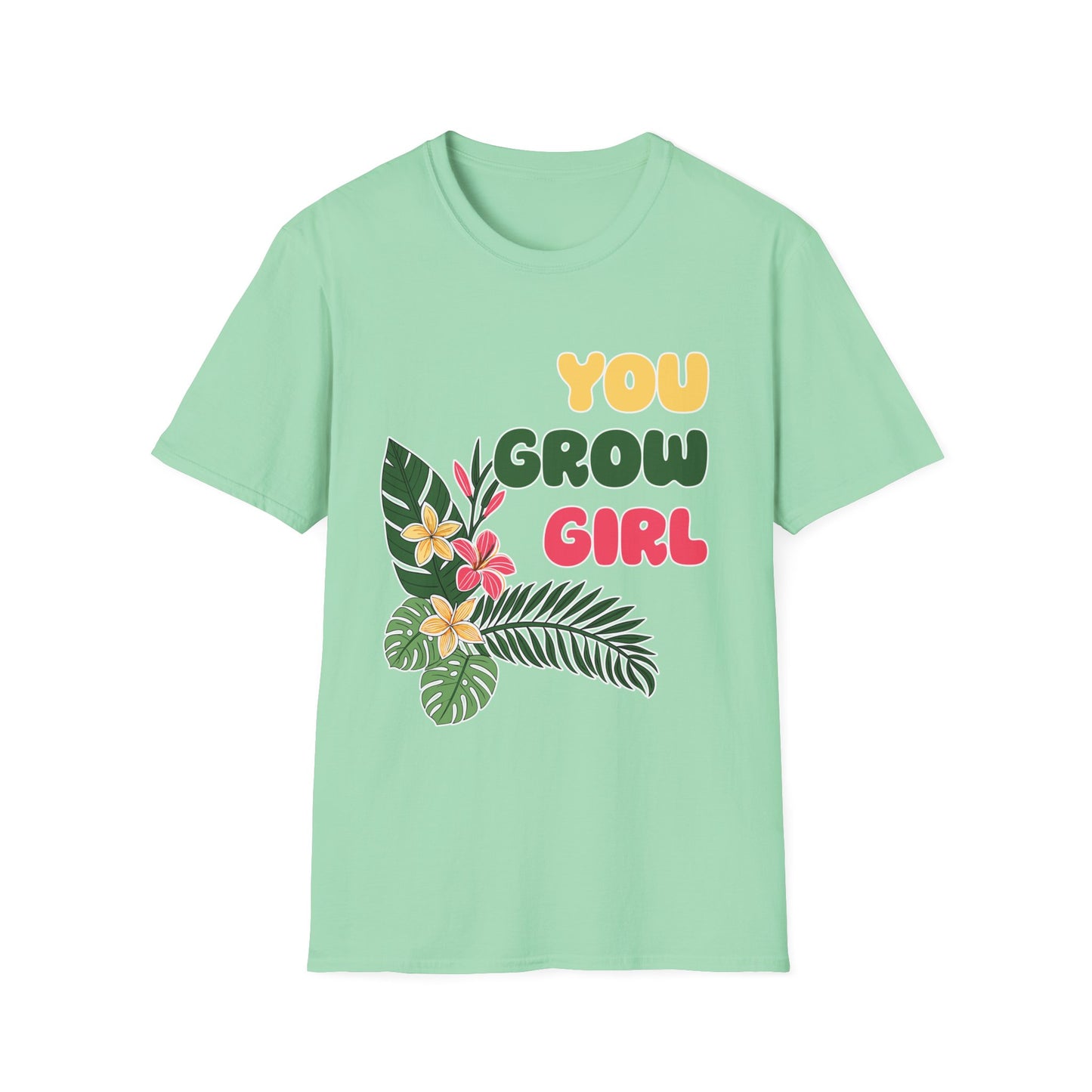 T-Shirt for Plant Lover Tropical Floral Tee Positive Affirmation Shirt Gift for Her Summer Outdoor Wear Garden Lover Shirt You Grow Girl