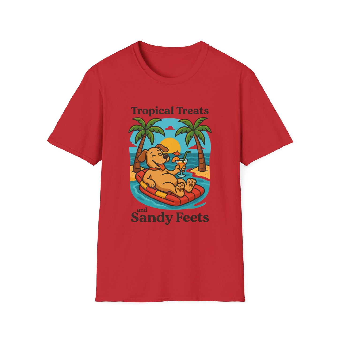 Tropical Treats & Sandy Feets T-Shirt, Beach Shirt, Summer Apparel, Dog Lover Gift, Vacation Wear, Fun Casual Tee