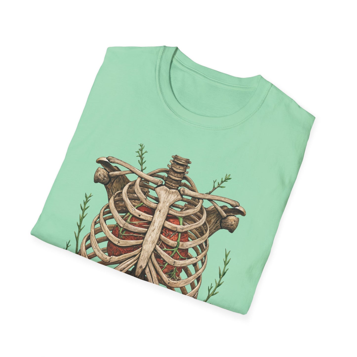 T-Shirt for Plant Lover Shirt Nature Lover Gift Cute Graphic Tee Plant Heart Skeleton Shirt Ribcage