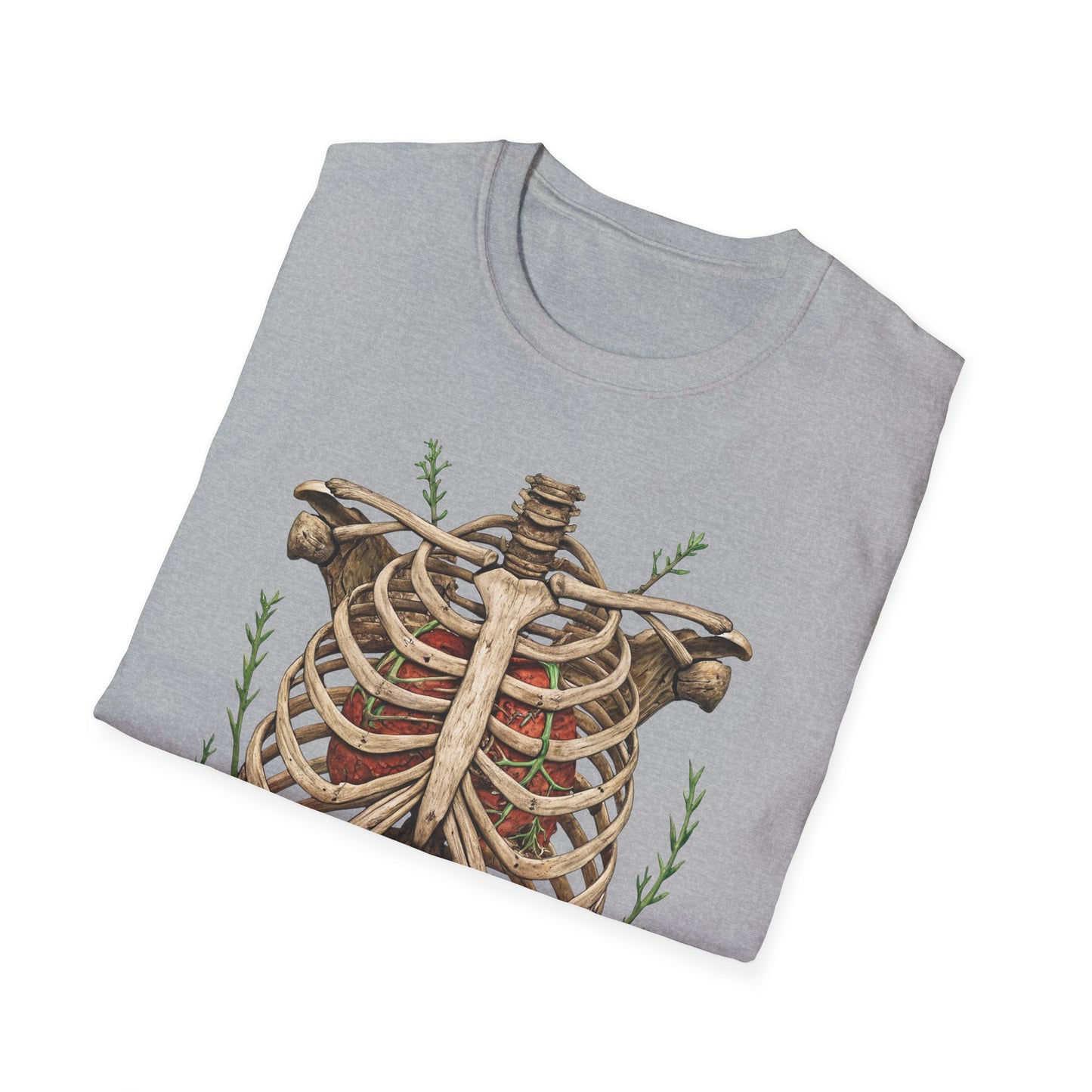 T-Shirt for Plant Lover Shirt Nature Lover Gift Cute Graphic Tee Plant Heart Skeleton Shirt Ribcage