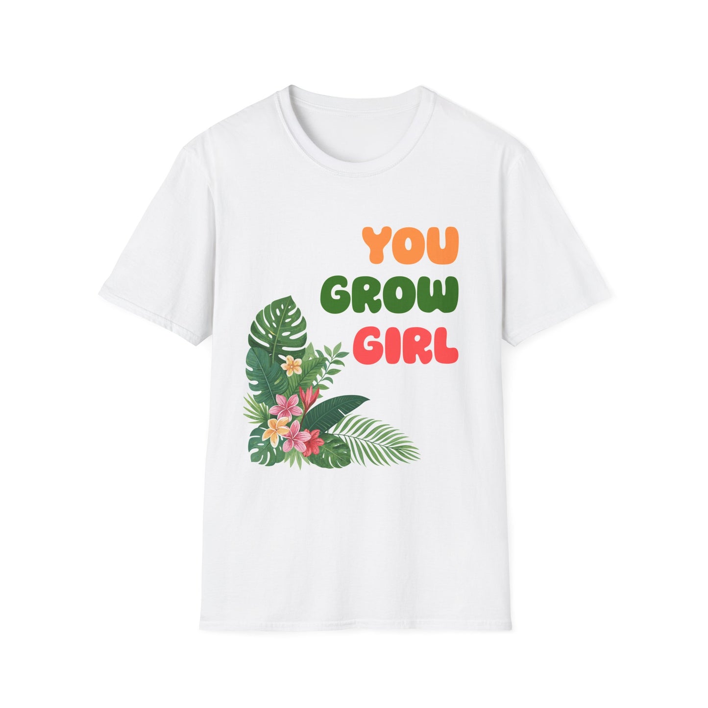 T-Shirt for Plant Lover Tropical Floral Tee Positive Affirmation Shirt Gift for Her Summer Outdoor Wear Garden Lover Shirt You Grow Girl