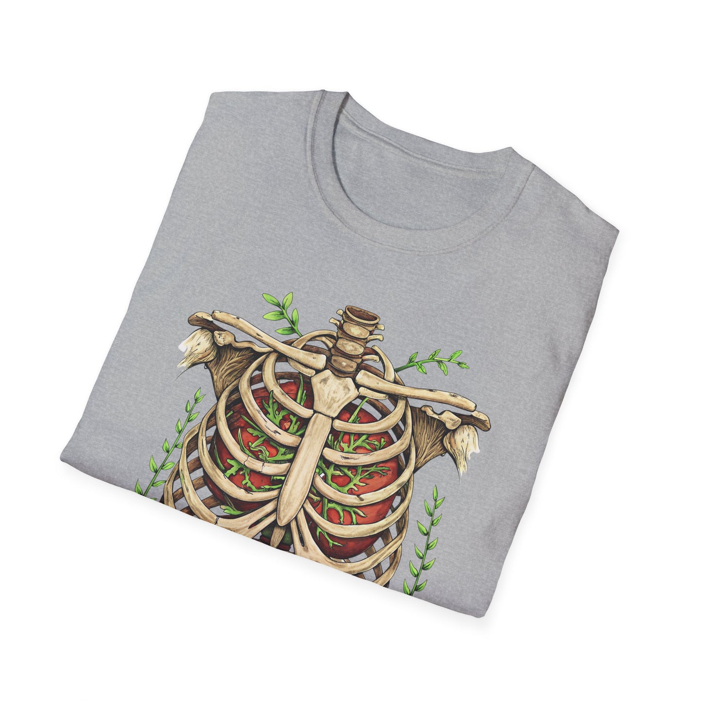 T-Shirt for Plant Lover Shirt Nature Lover Gift Cute Graphic Tee Plant Heart Skeleton Shirt Ribcage