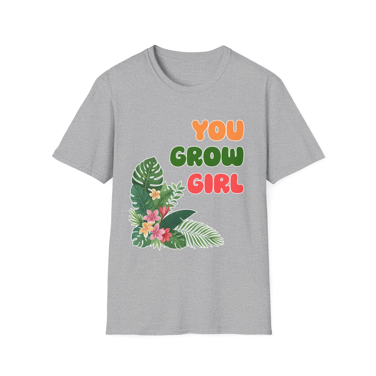 T-Shirt for Plant Lover Tropical Floral Tee Positive Affirmation Shirt Gift for Her Summer Outdoor Wear Garden Lover Shirt You Grow Girl