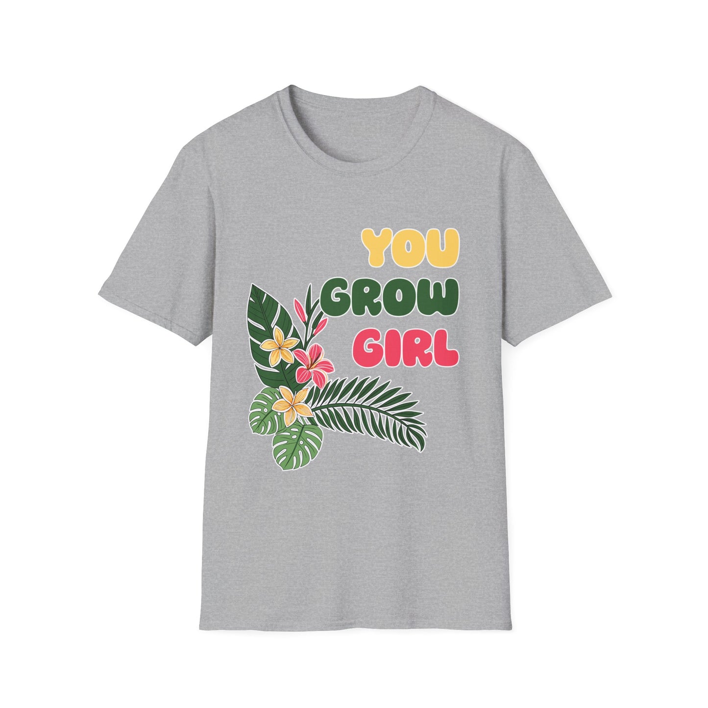 T-Shirt for Plant Lover Tropical Floral Tee Positive Affirmation Shirt Gift for Her Summer Outdoor Wear Garden Lover Shirt You Grow Girl