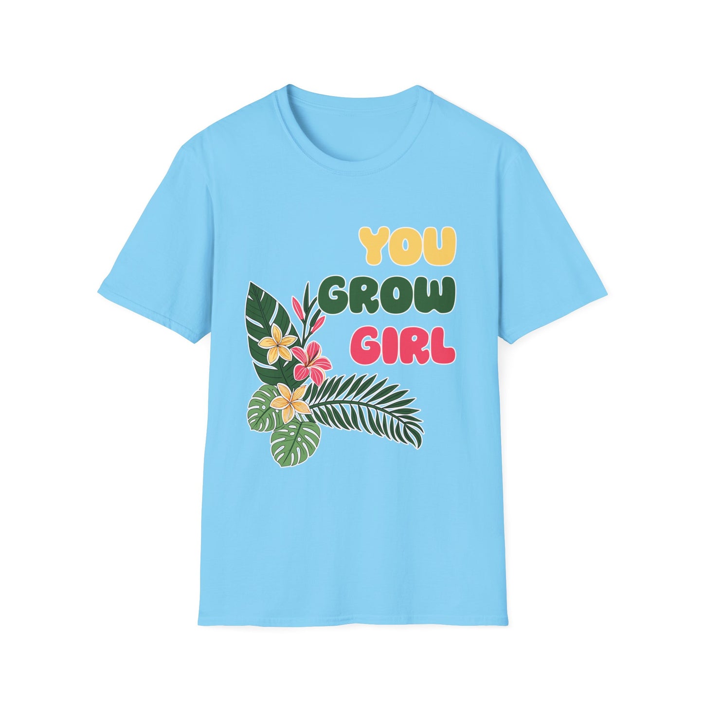 T-Shirt for Plant Lover Tropical Floral Tee Positive Affirmation Shirt Gift for Her Summer Outdoor Wear Garden Lover Shirt You Grow Girl