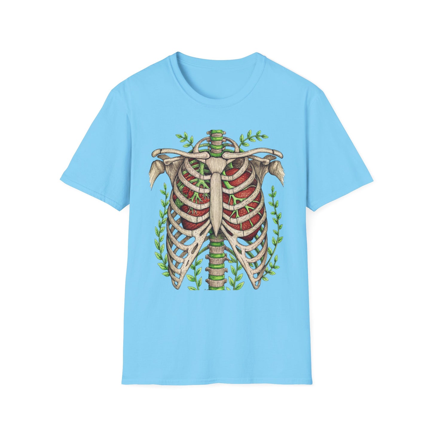 T-Shirt for Plant Lover Shirt Nature Lover Gift Cute Graphic Tee Plant Heart Skeleton Shirt Ribcage