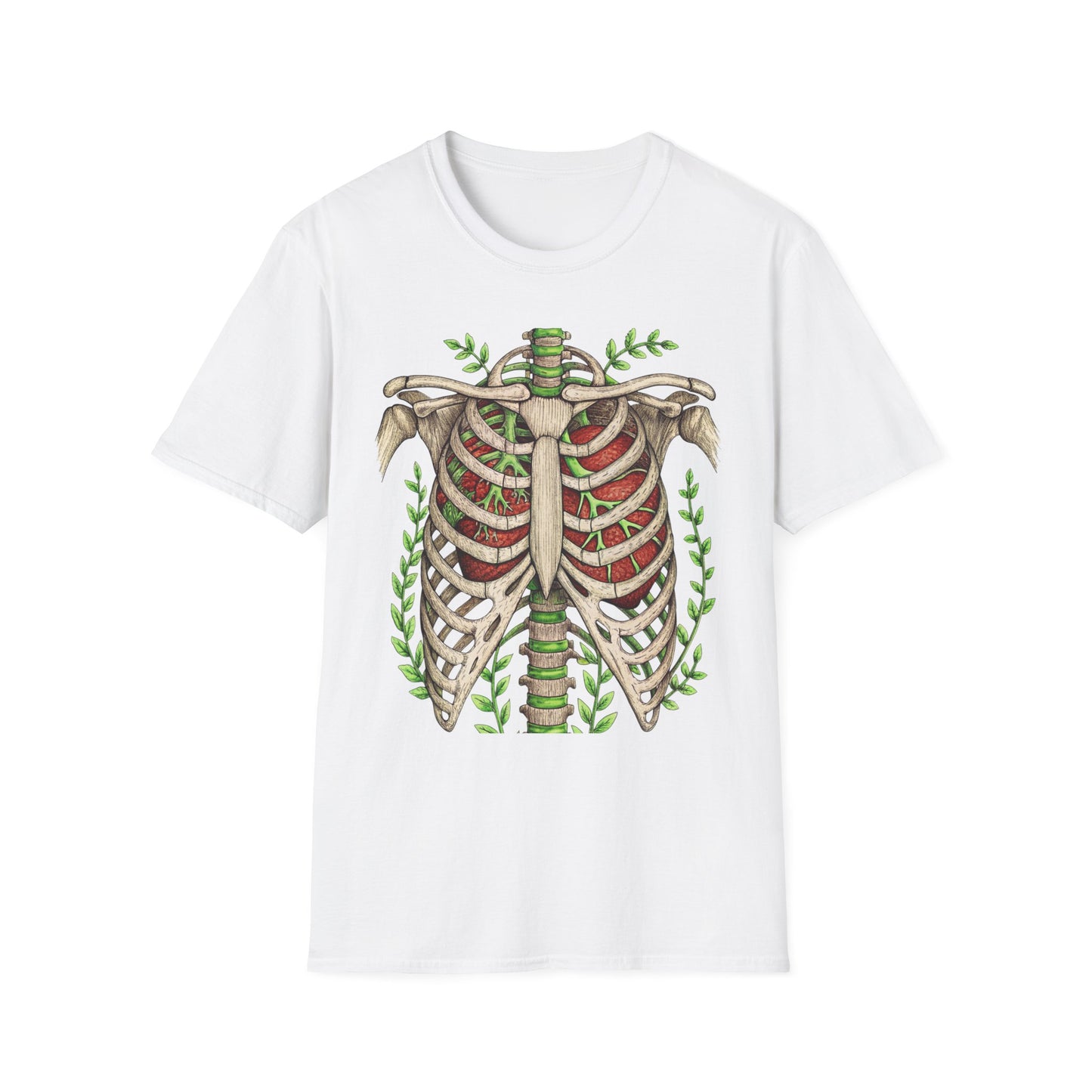 T-Shirt for Plant Lover Shirt Nature Lover Gift Cute Graphic Tee Plant Heart Skeleton Shirt Ribcage