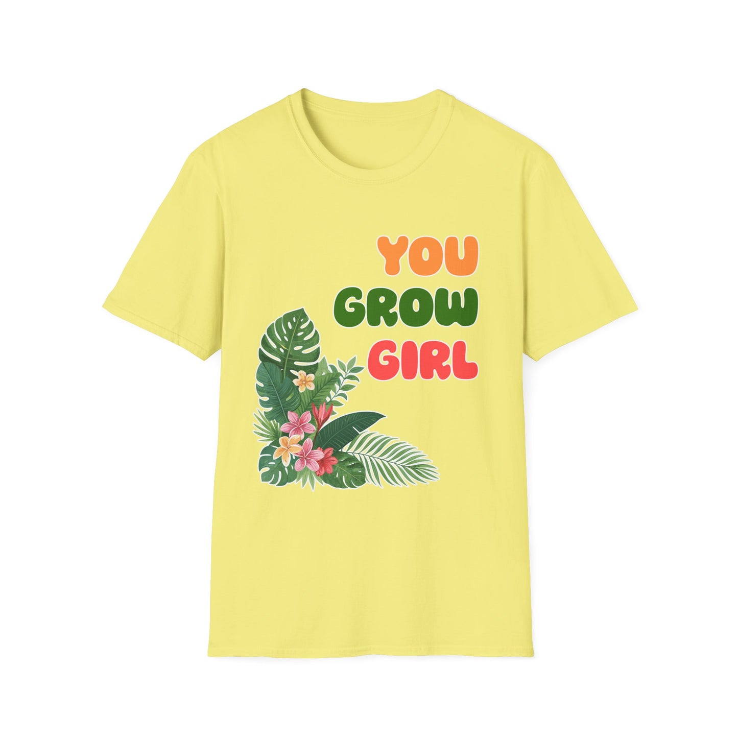 T-Shirt for Plant Lover Tropical Floral Tee Positive Affirmation Shirt Gift for Her Summer Outdoor Wear Garden Lover Shirt You Grow Girl