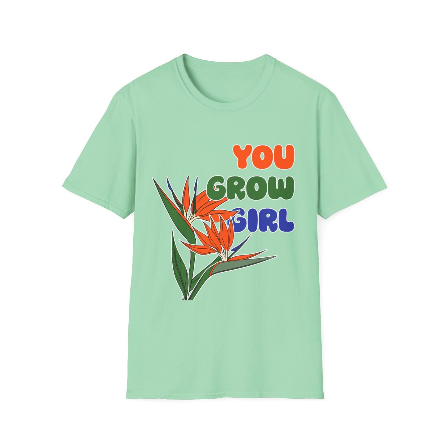 T-Shirt for Plant Lover Tropical Floral Tee Positive Affirmation Shirt Gift for Her Summer Outdoor Wear Garden Lover Shirt You Grow Girl