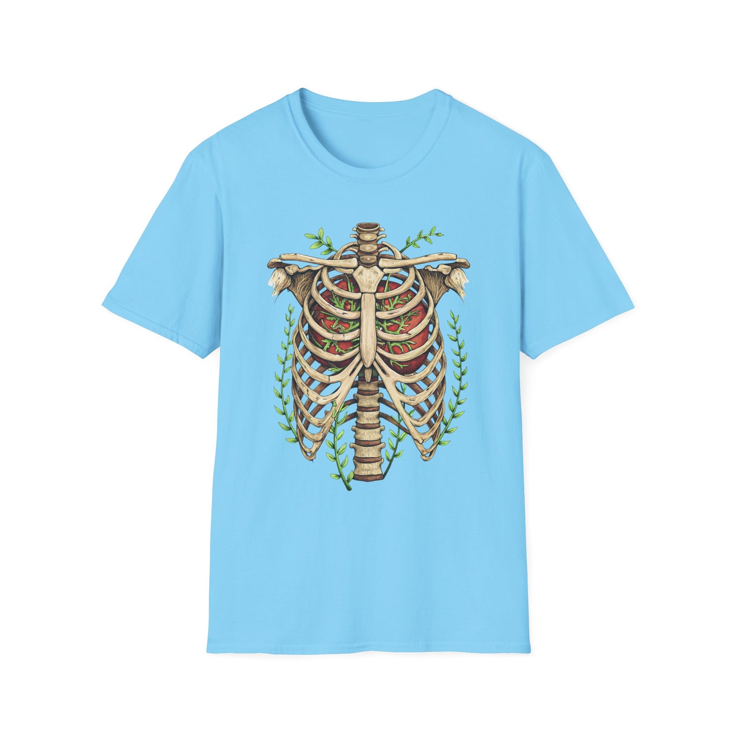 T-Shirt for Plant Lover Shirt Nature Lover Gift Cute Graphic Tee Plant Heart Skeleton Shirt Ribcage