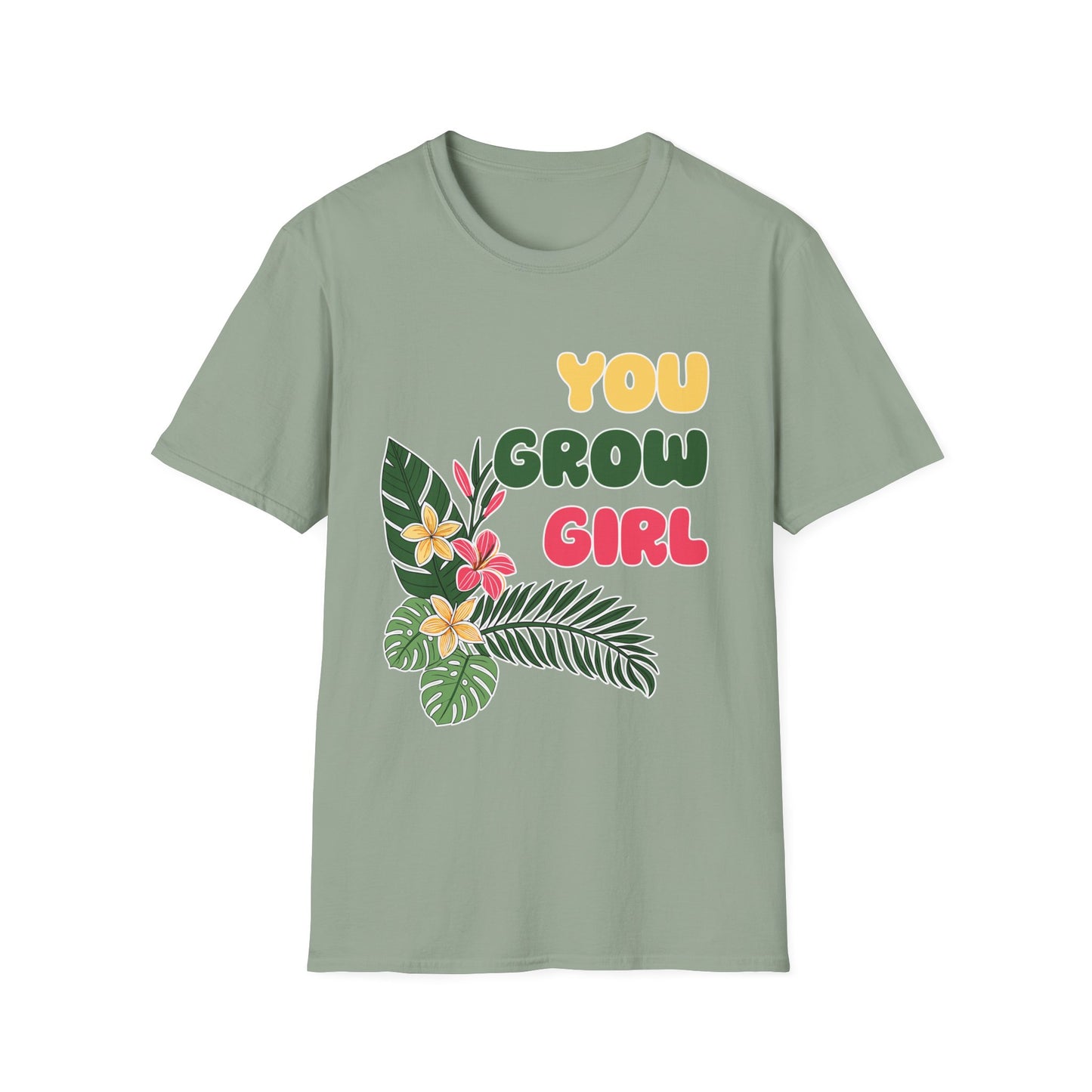 T-Shirt for Plant Lover Tropical Floral Tee Positive Affirmation Shirt Gift for Her Summer Outdoor Wear Garden Lover Shirt You Grow Girl