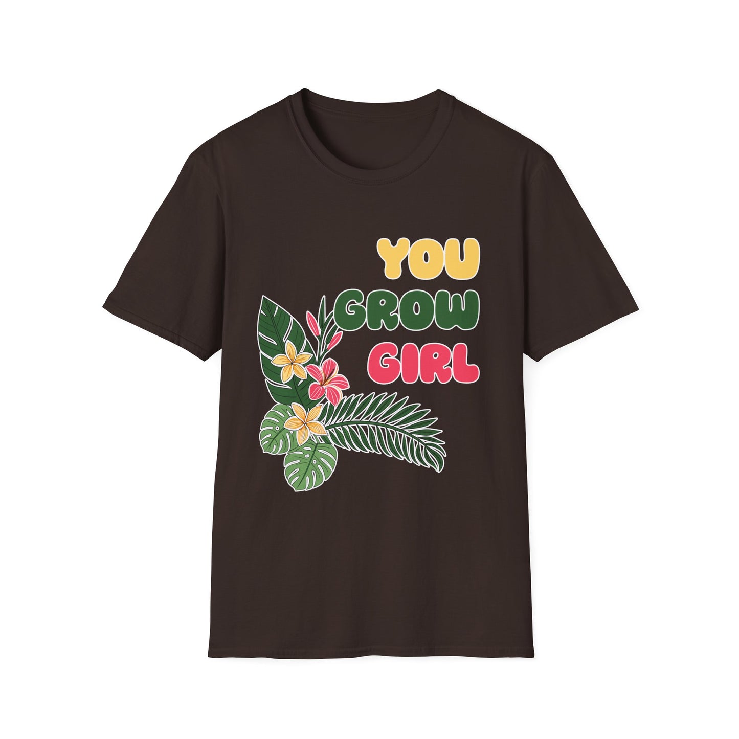 T-Shirt for Plant Lover Tropical Floral Tee Positive Affirmation Shirt Gift for Her Summer Outdoor Wear Garden Lover Shirt You Grow Girl
