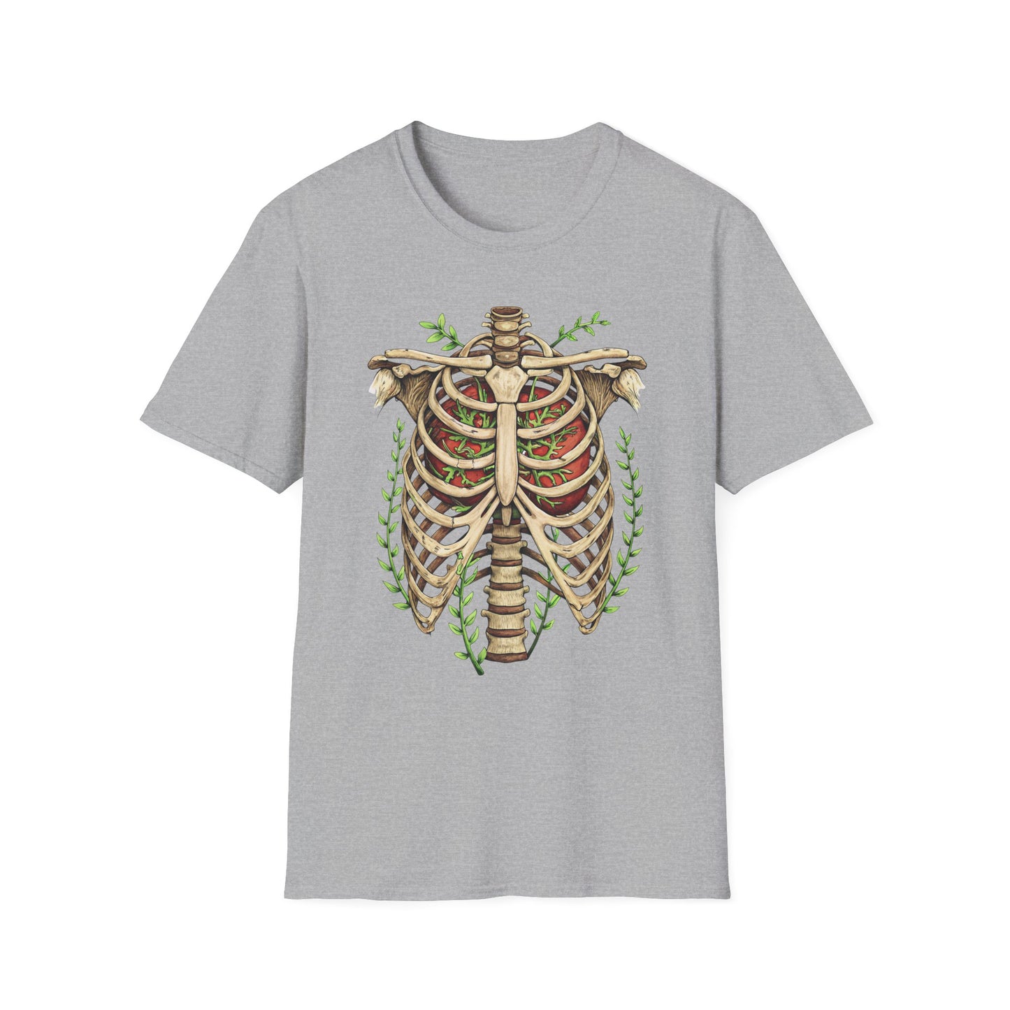 T-Shirt for Plant Lover Shirt Nature Lover Gift Cute Graphic Tee Plant Heart Skeleton Shirt Ribcage