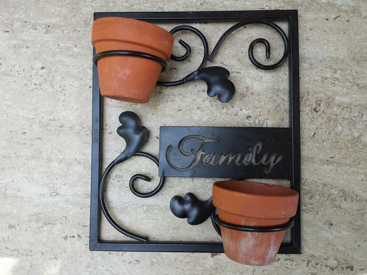 Metal Plant Pot-Candle 'Family' gift wall decor